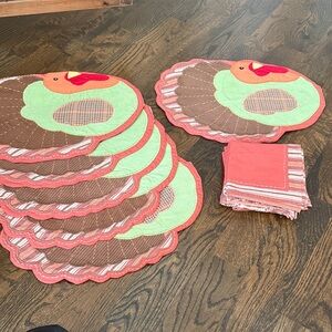 Pottery Barn Kids Turkey Placemats and Napkins Set - Thanksgiving. Set of 6
